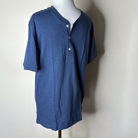J. Crew Factory Blue Slub Cotton Henley - Picture 3 of 5